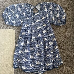 Laura Ashley Blue and White Swan Print Dress